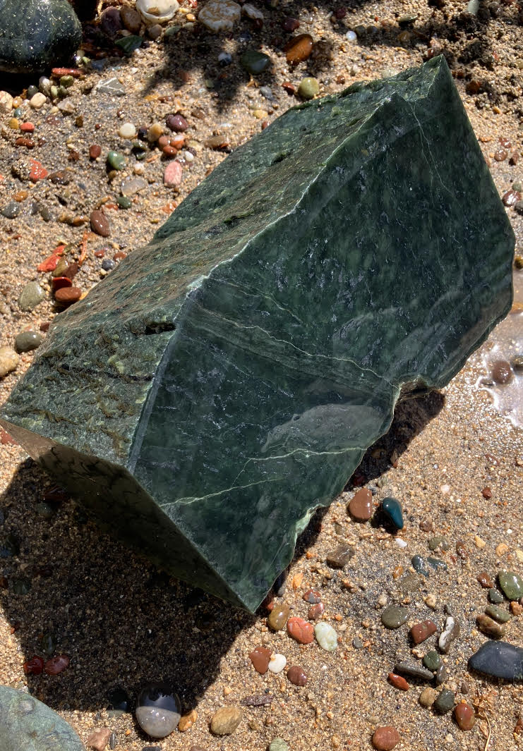 Deep green jade specimen